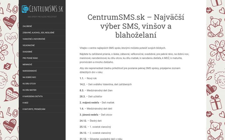 Screenshot of centrumsms.sk