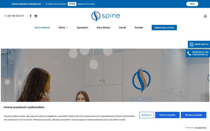Screenshot stránky centrumspine.pl