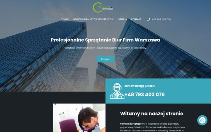 Screenshot stránky centrumsprzatajace.com.pl