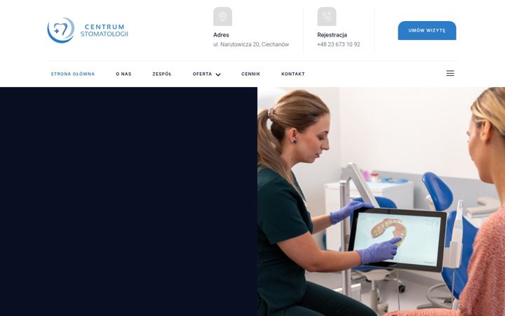Screenshot stránky centrumstomatologiieskulap.pl