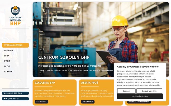 Screenshot stránky centrumszkolenbhp.com.pl