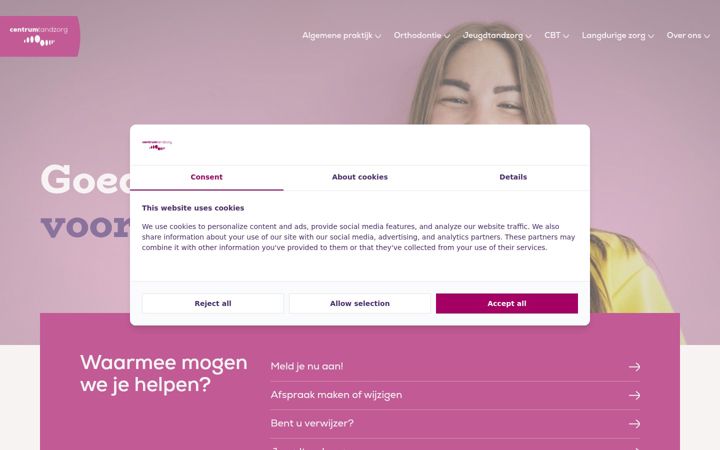 Ekraanipilt saidist centrumtandzorg.nl