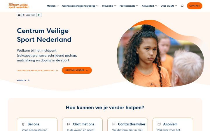 Ekraanipilt saidist centrumveiligesport.nl
