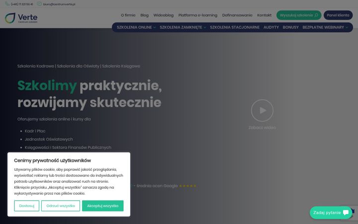 Captură de ecran a centrumverte.pl