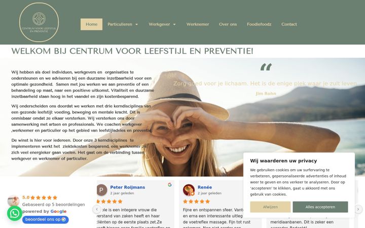 Ekraanipilt saidist centrumvoorleefstijlenpreventie.nl