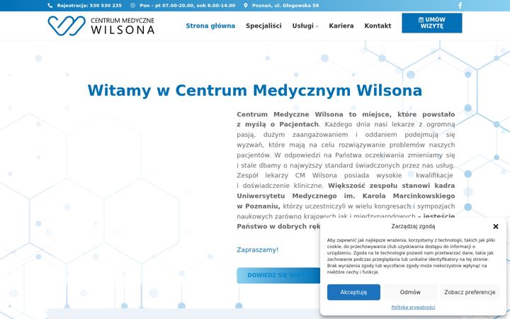 Captură de ecran a centrumwilsona.pl