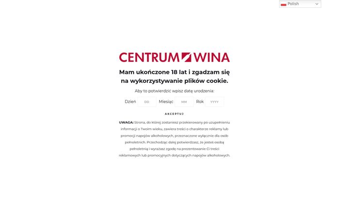 Captură de ecran a centrumwina.pl