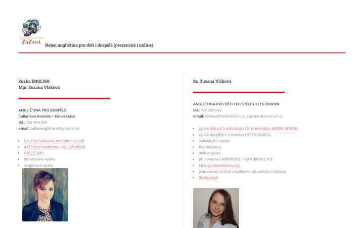 Ekrānuzņēmums no centrumzuzana.cz