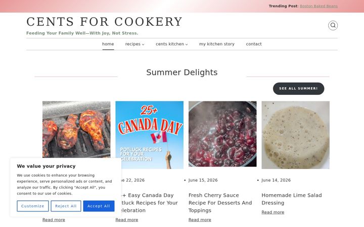 Screenshot of centsforcookery.com