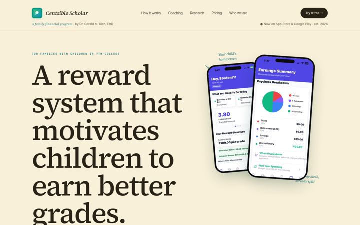 Screenshot of centsiblescholar.com