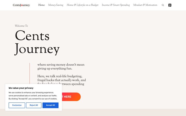 Screenshot of centsjourney.com