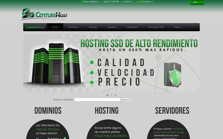 Screenshot of centurihost.com