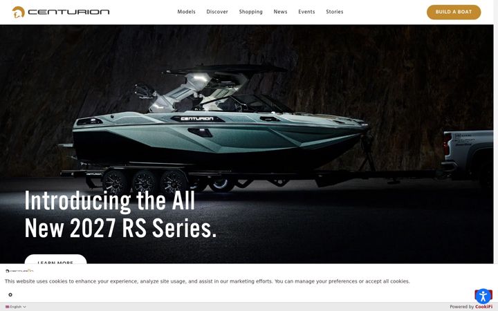 Screenshot of centurionboats.com