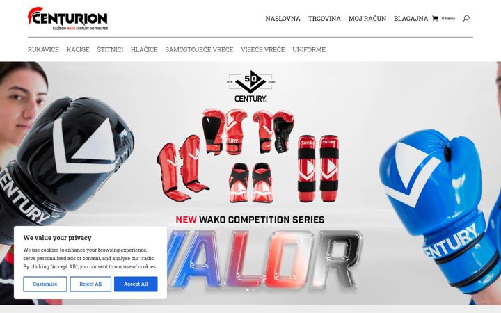 Screenshot of centurionwebshop.com