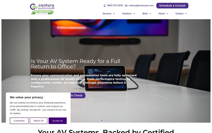 Screenshot of centuryav.com