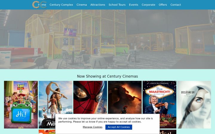 Captură de ecran a centurycinemas.ie