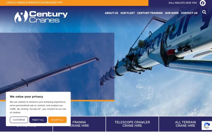 Skjámynd af centurycranes.com.au