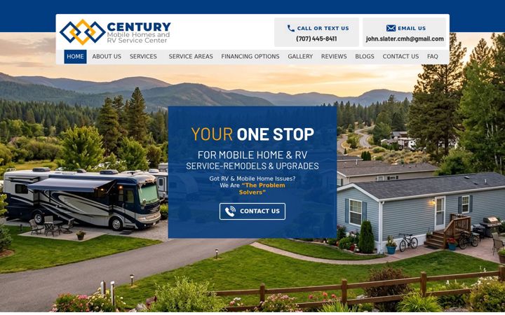 Screenshot of centurymobilehomesandrvs.com