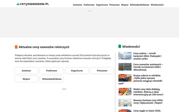 Skärmbild av cenynawozow.pl