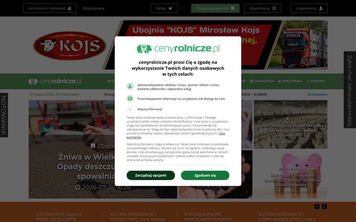 Screenshot of cenyrolnicze.pl
