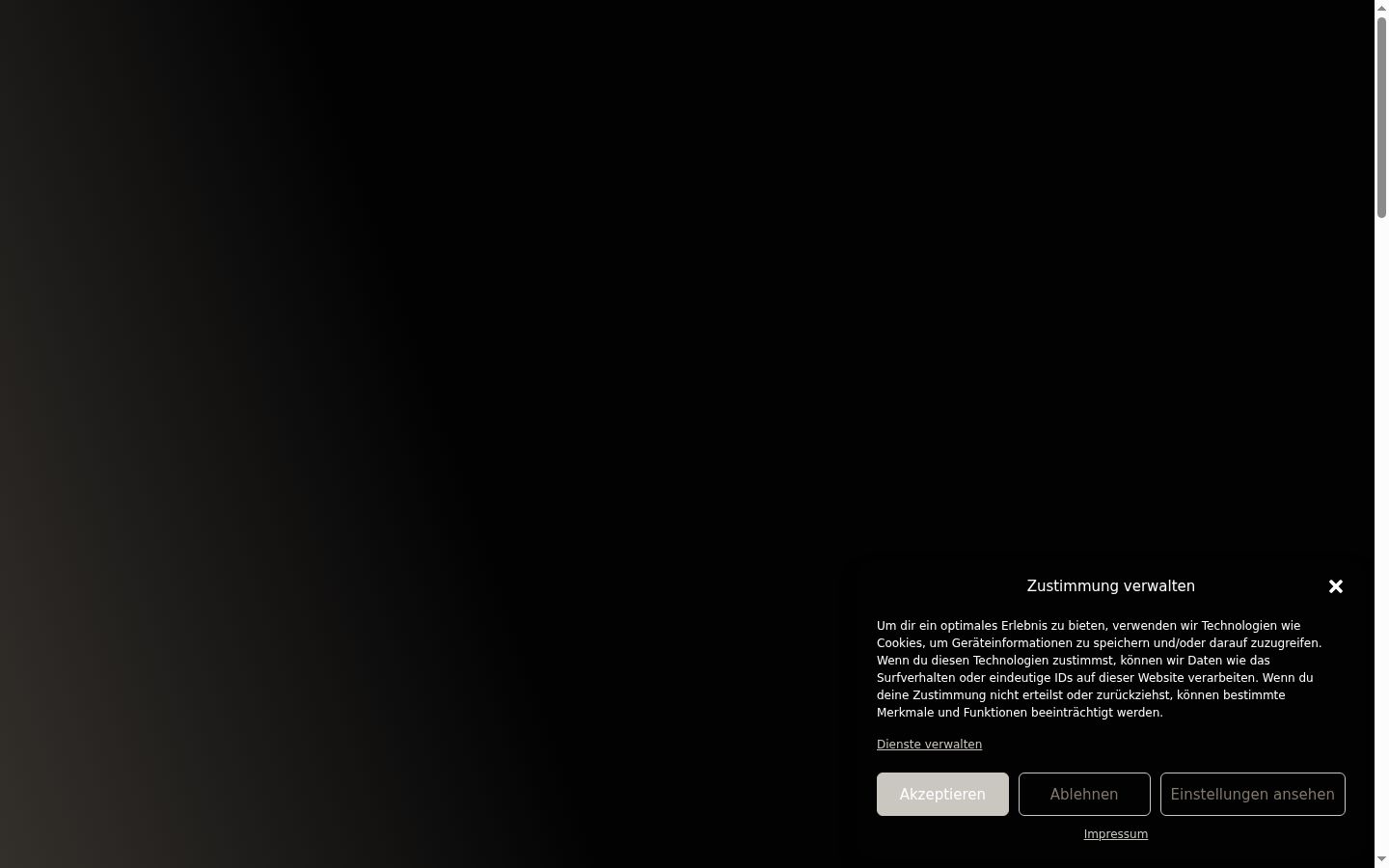 Captura de ecrã do banner de consentimento apresentado antes de qualquer interação