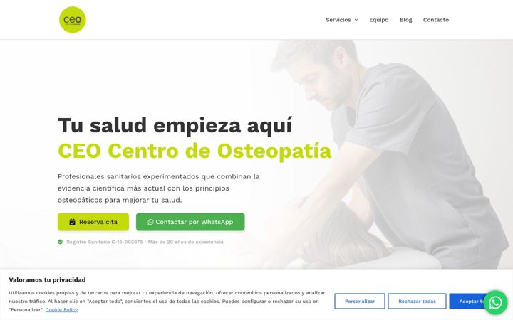 Ekrānuzņēmums no ceosteopatia.es