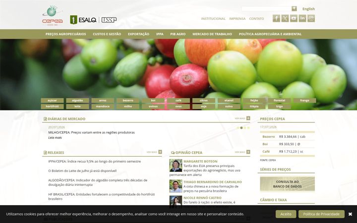 Screenshot of cepea.org.br