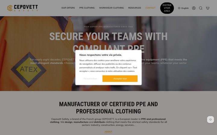 Screenshot of cepovett-safety.com