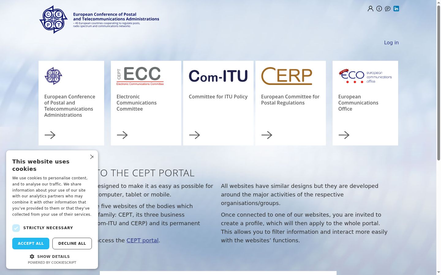Screenshot del banner di consenso mostrato prima di qualsiasi interazione