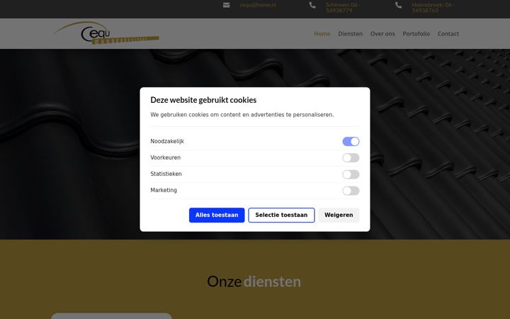 Posnetek zaslona cequdakbedekkingen.nl