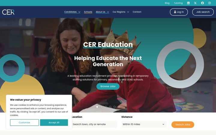 Screenshot von cer.co.uk