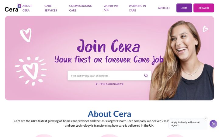 Screenshot von ceracare.co.uk