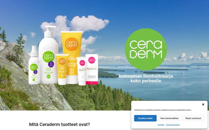 Skærmbillede af ceraderm.fi
