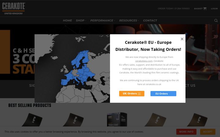 Screenshot von cerakote.co.uk