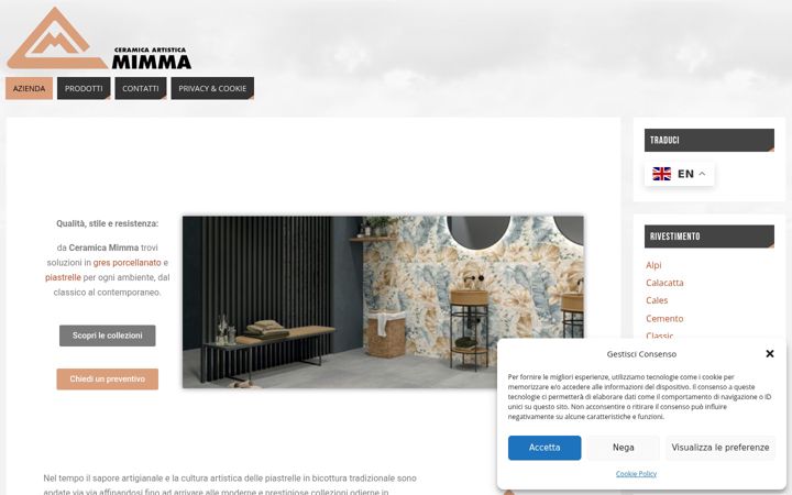 Screenshot stránky ceramicamimma.it
