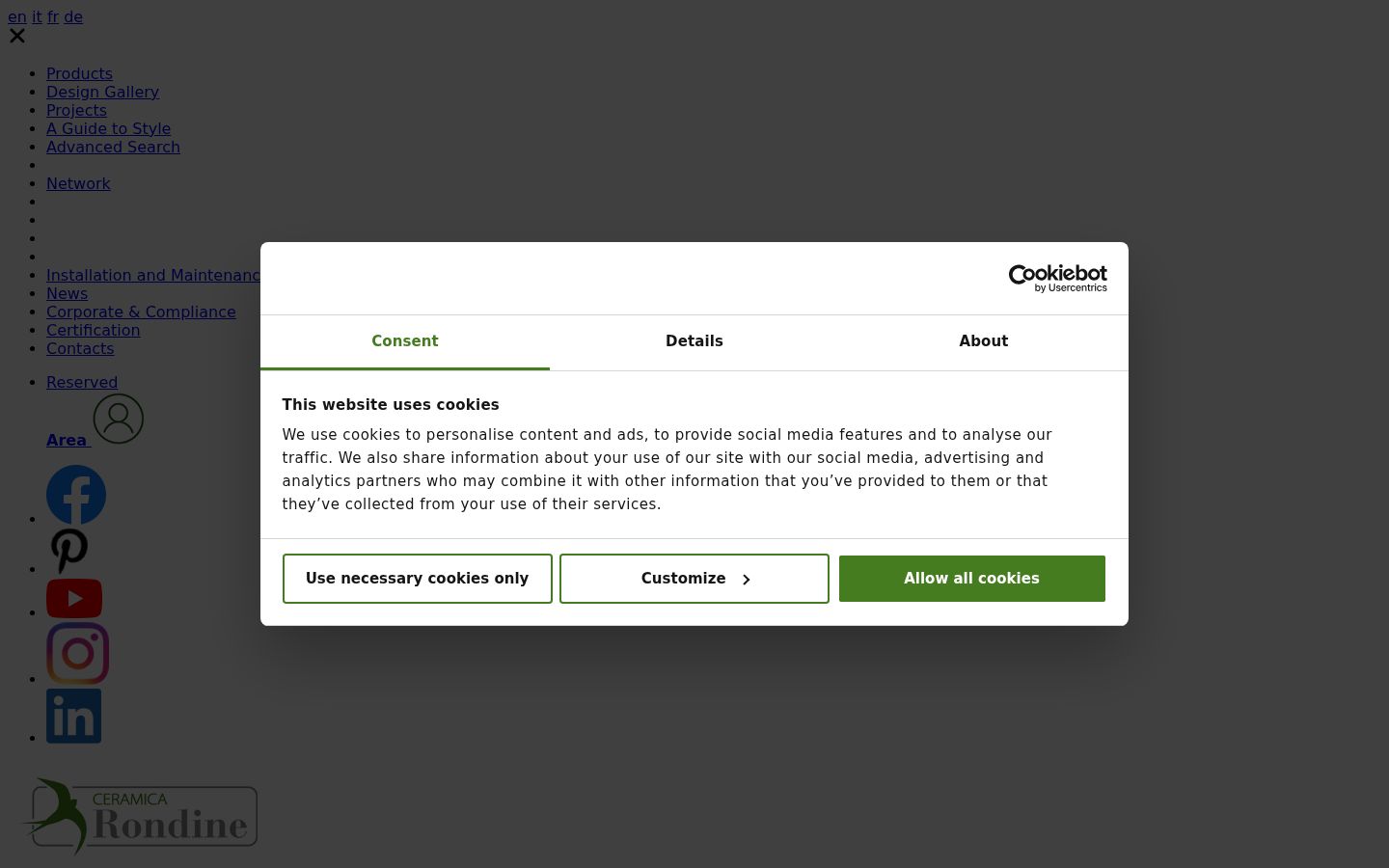 Screenshot del banner di consenso mostrato prima di qualsiasi interazione