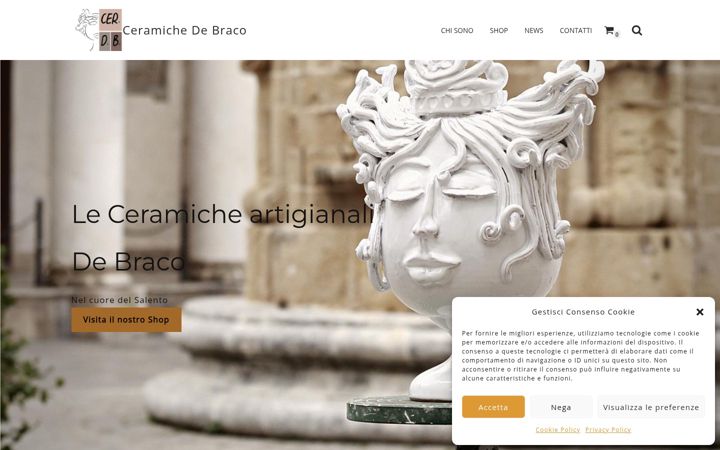 Screenshot stránky ceramichedebraco.it