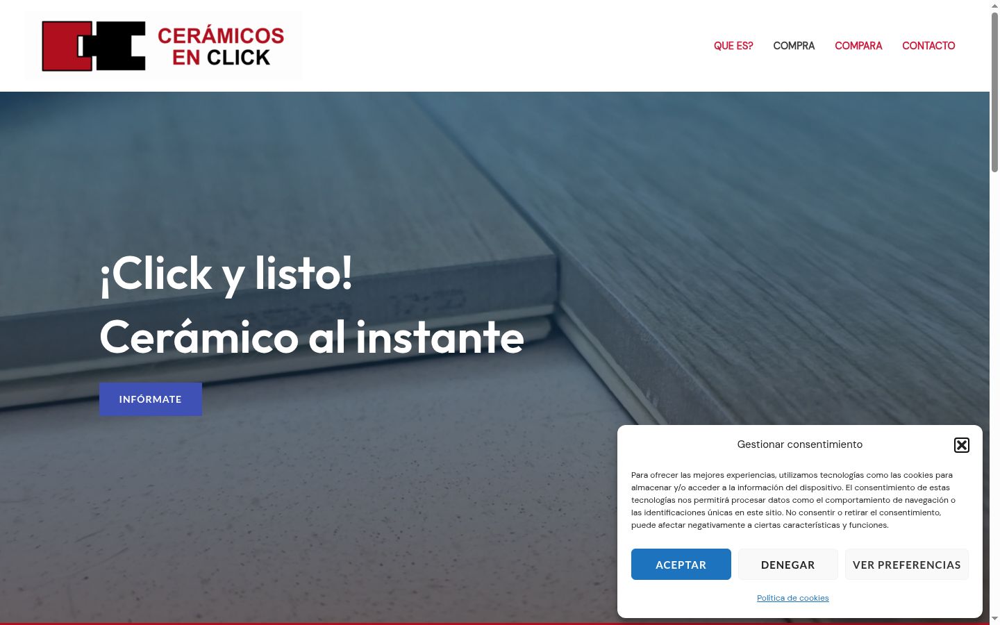 Capture d'écran de la bannière de consentement affichée avant toute interaction