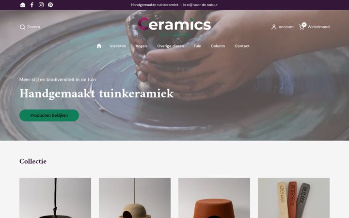 Posnetek zaslona ceramicsfornature.nl