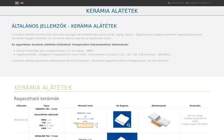 Snímek obrazovky ceramicweldbacking.eu