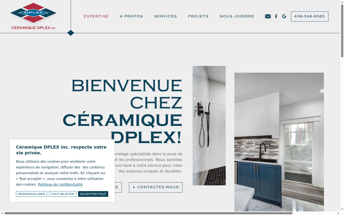 Capture d'écran de la bannière de consentement affichée avant toute interaction