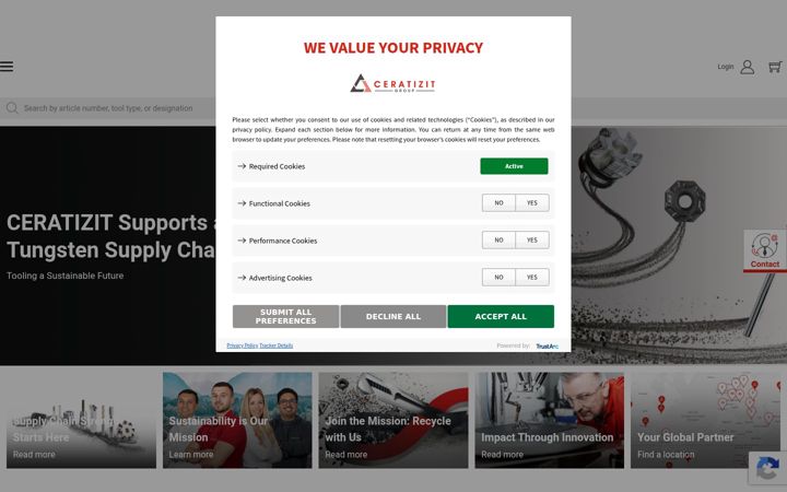 Screenshot of ceratizit.com