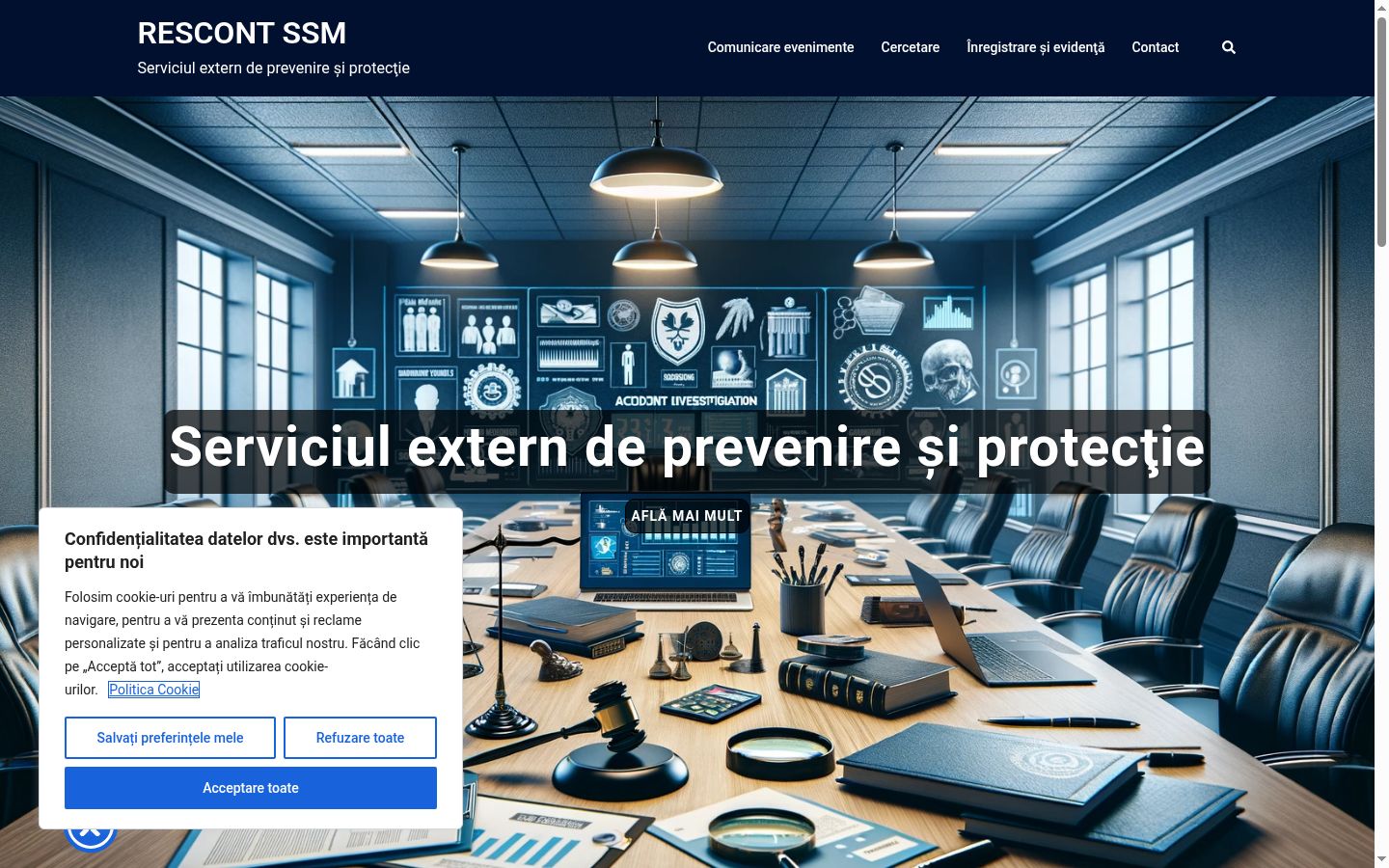 Captura de ecrã do banner de consentimento apresentado antes de qualquer interação