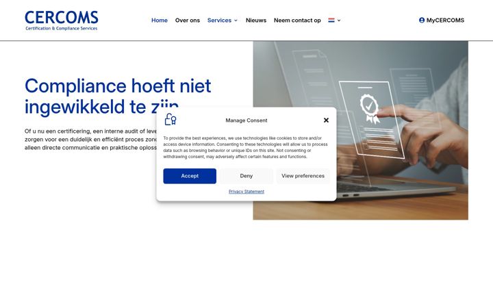 Posnetek zaslona cercoms.nl