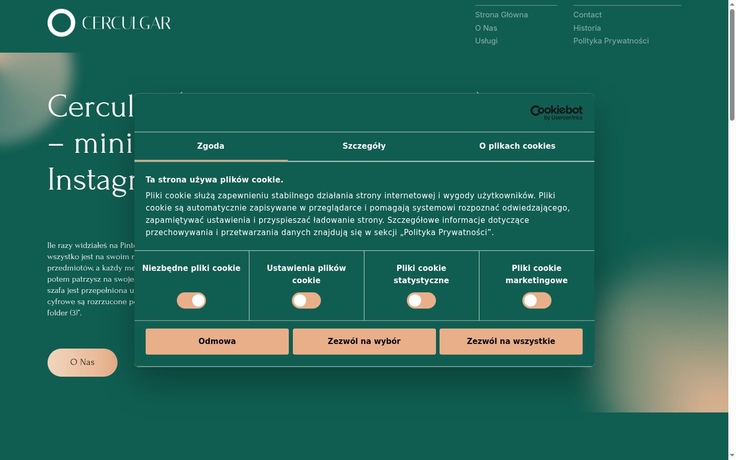 Captura de ecrã do banner de consentimento apresentado antes de qualquer interação