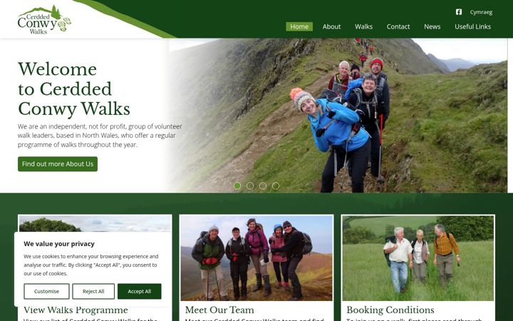 Zrzut ekranu cerddedconwywalks.org