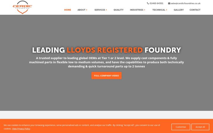 Screenshot von cerdicfoundries.co.uk