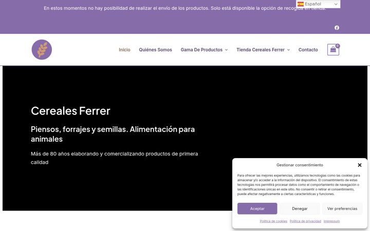 Capture d'écran de cerealesferrer.es