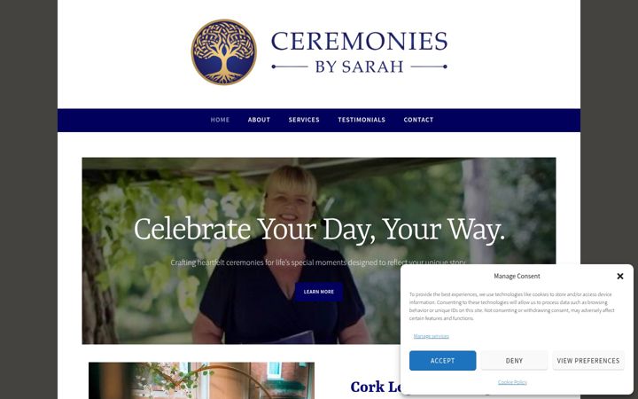 Snímek obrazovky ceremoniesbysarah.eu