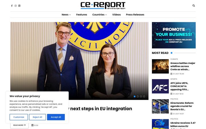 Snímek obrazovky cereport.eu